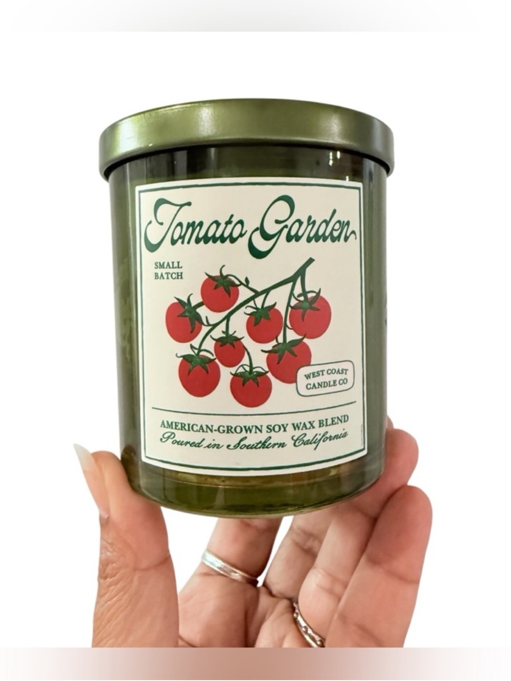 Leoben Company Tomato Garden Luxury Scented Candle - Green Glass Jar